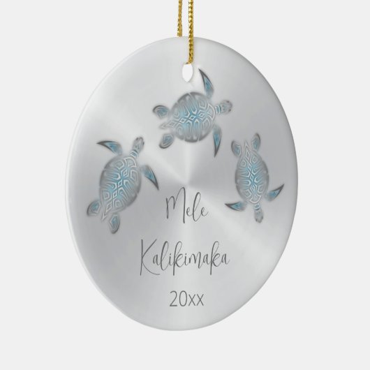 Silver Zee Turtle | Kerstmis in Hawaïti Keramisch Ornament (Rechts)