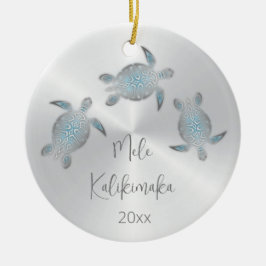 Silver Zee Turtle | Kerstmis in Hawaïti Keramisch Ornament
