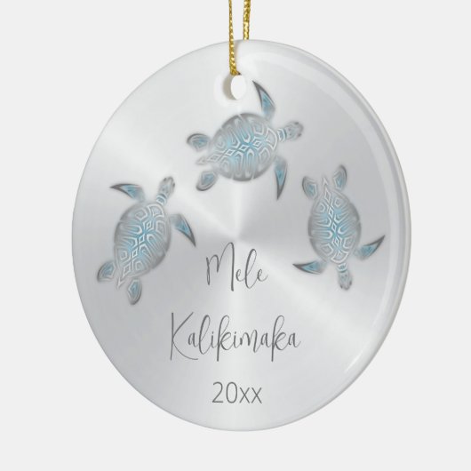 Silver Zee Turtle | Kerstmis in Hawaïti Keramisch Ornament (Links)
