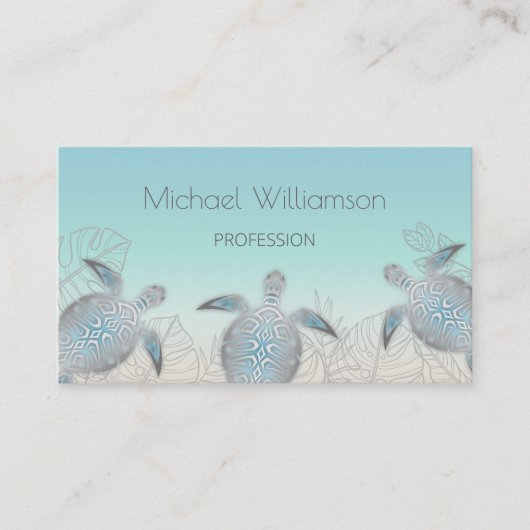 Silver Zee Turtle | KustQR-code Visitekaartje (Voorkant)