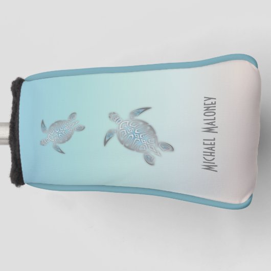 Silver Zee Turtle Monogram Maritime Golfheadcover (Voorkant)