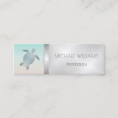 Silver Zee Turtle QR Code Beach Style Mini Visitekaartje (Voorkant)