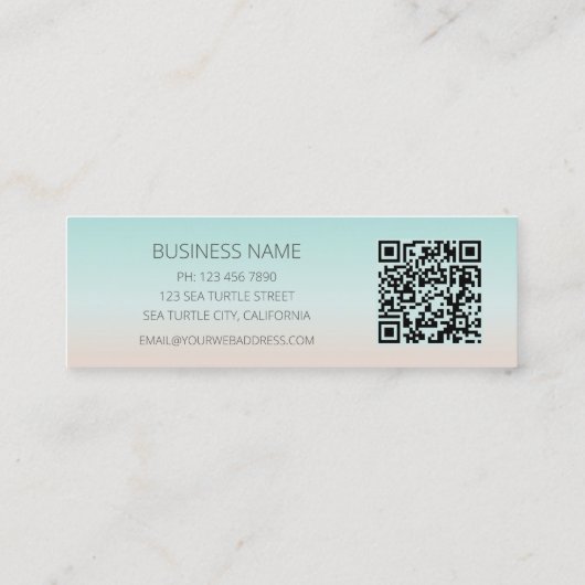 Silver Zee Turtle QR Code Beach Style Mini Visitekaartje (Achterkant)