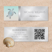 Silver Zee Turtle QR Code Beach Style Mini Visitekaartje