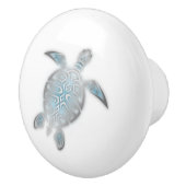Silver Zee Turtle White Nautical Keramische Knop (Rechts)