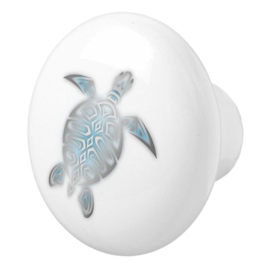 Silver Zee Turtle White Nautical Keramische Knop (Rechts)
