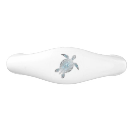 Silver Zee Turtle White Nautical Keramische Ladegreep (Voorkant)