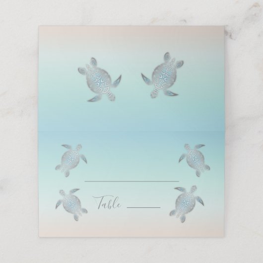 Silver Zee Turtles Beach Wedding Plaatskaartje (Buitenkant ongevouwen)