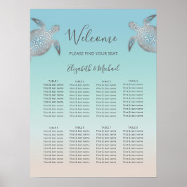 Silver Zee Turtles Beach Wedding Poster