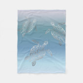 Silver Zee Turtles Blue Gradient Animal Fleece Deken (Voorkant)