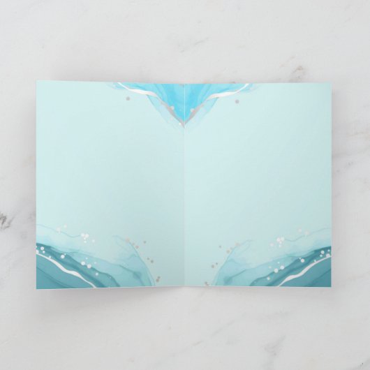 Silver Zee Turtles Blue Ink Custom Birthday Kaart (Binnen)