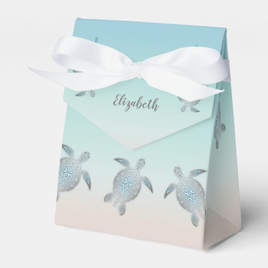 Silver Zee Turtles Custom Birthday Favor Box Bedankdoosjes (Voorkant Zijde)