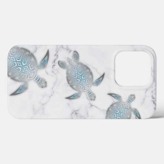 Silver Zee Turtles Grey Marmer Case-Mate iPhone Case (Achterkant (horizontaal))