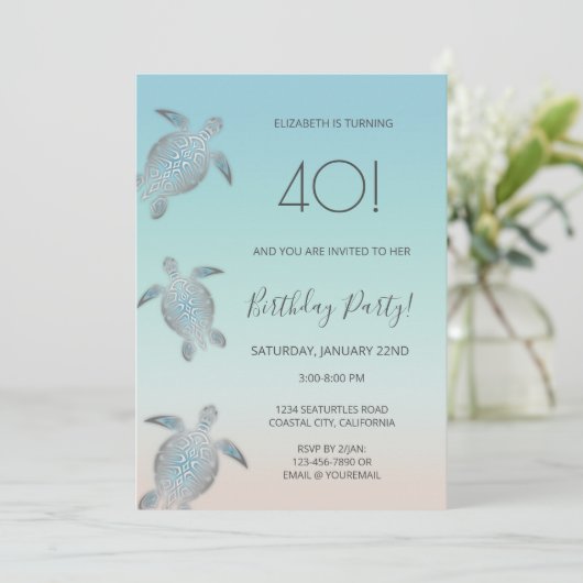 Silver Zee Turtles Kaart (Staand voorkant)