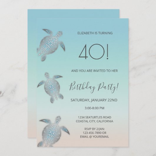 Silver Zee Turtles Kaart (Voorkant / Achterkant)