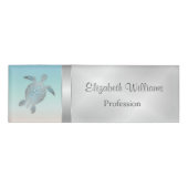 Silver Zee Turtles Modern Name Tag (Voorkant)