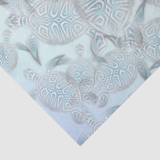 Silver Zee Turtles Paarse Patroon Tissuepapier (Detail)