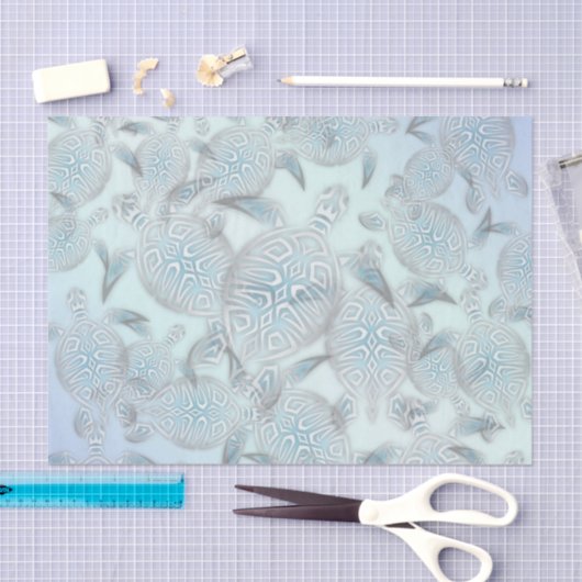 Silver Zee Turtles Paarse Patroon Tissuepapier (Craft)