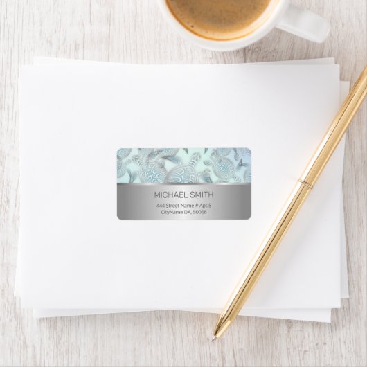 Silver Zee Turtles Pattern Coastal Maritime Etiket (Insitu)