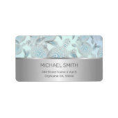 Silver Zee Turtles Pattern Coastal Maritime Etiket (Voorkant)