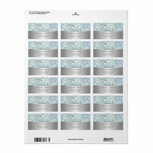 Silver Zee Turtles Pattern Coastal Maritime Etiket (Full Sheet)