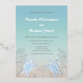 Silver Zee Turtles Turquoise | Beach Wedding Folie Uitnodiging (Voorkant)