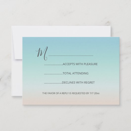 Silver Zee Turtles Turquoise Beach Wedding RSVP Kaartje (Voorkant)