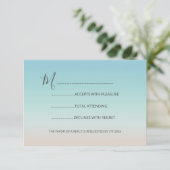 Silver Zee Turtles Turquoise Beach Wedding RSVP Kaartje (Staand voorkant)