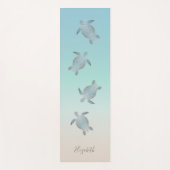 Silver Zee Turtles Turquoise Jouw naam Beach Yogamat (Voorkant)