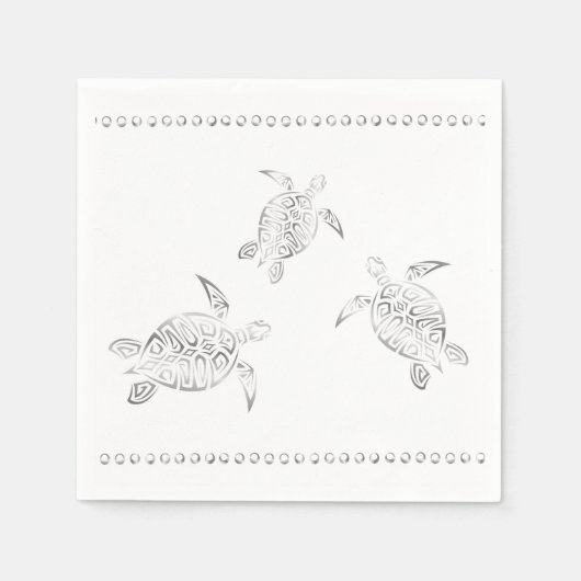 Silver Zee Turtles White Coastal Servetten (Voorkant)