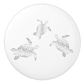 Silver Zee Turtles White Maritime Nautical Keramische Knop (Voorkant)
