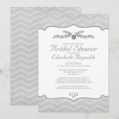 Silver Zigzag Bridal Shower Invitations Kaart (Voorkant / Achterkant)