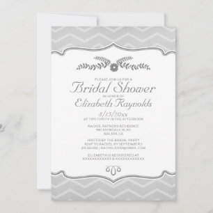 Silver Zigzag Bridal Shower Invitations Kaart