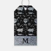 Silver Zinc Steampunk Airships Monogram Cadeaulabel (Voorkant)