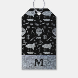 Silver Zinc Steampunk Airships Monogram Cadeaulabel