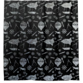 Silver Zinc Steampunk Airships Thema Douchegordijn (Voorkant)