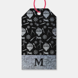 Silver Zinc Steampunk Monogram Cadeaulabel