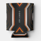 Silver. zwart, oranje geometrisch gaming monogram blikjeskoeler (Voorkant)