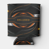 Silver, zwart, oranje geometrisch gaming-monogram blikjeskoeler (Voorkant)