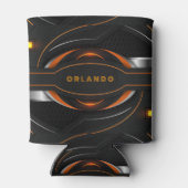 Silver, zwart, oranje geometrisch gaming-monogram blikjeskoeler (Achterkant)