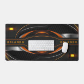 Silver, zwart, oranje geometrisch gaming-monogram bureaumat (Keyboard & Muis)