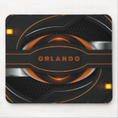 Silver, zwart, oranje geometrisch gaming-monogram muismat (Voorkant)