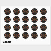 Silver, zwart, oranje geometrisch gaming-monogram ronde sticker (Vel)