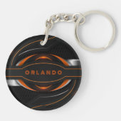 Silver, zwart, oranje geometrisch gaming-monogram sleutelhanger (Achterkant)