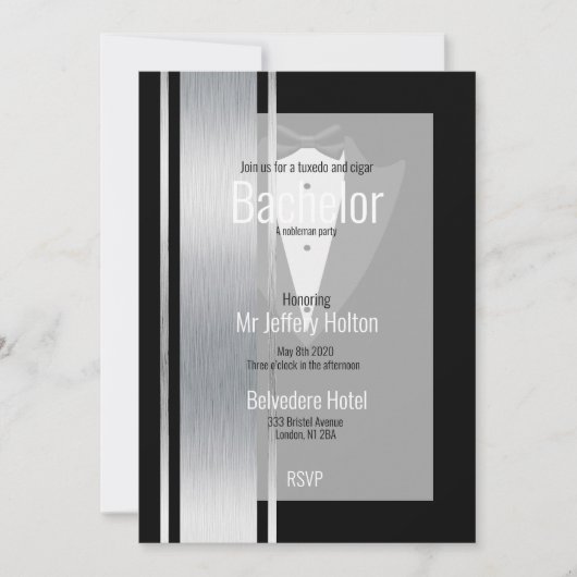 Silver, zwart-wit streep slaat de datum op save the date (Voorkant)