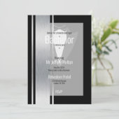 Silver, zwart-wit streep slaat de datum op save the date (Staand voorkant)