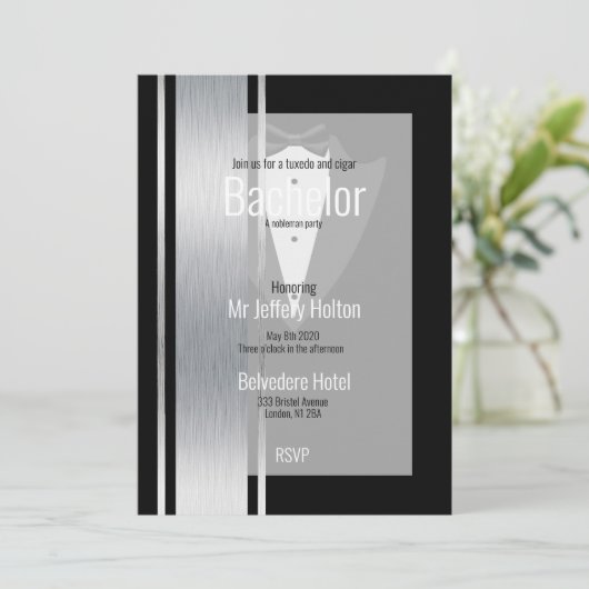 Silver, zwart-wit streep slaat de datum op save the date (Staand voorkant)