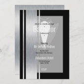 Silver, zwart-wit streep slaat de datum op save the date (Voorkant / Achterkant)