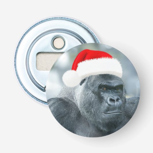 Silverback als de kerstgroep button flesopener (Voorkant)