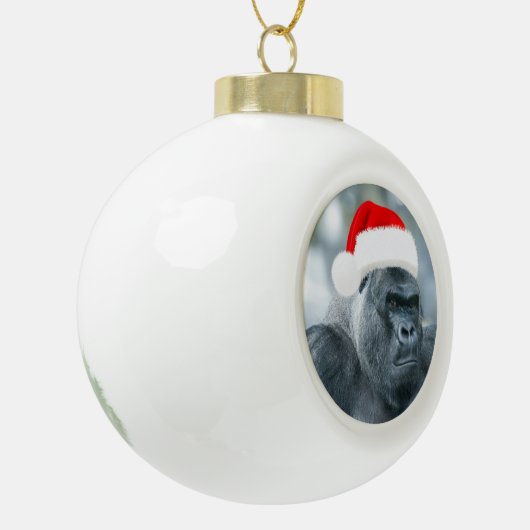 Silverback als de kerstgroep keramische bal ornament (Links)